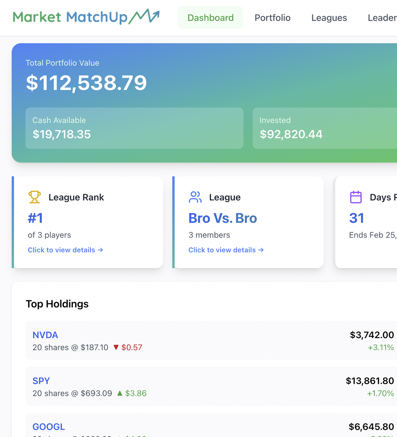 Market Matchup – Fantasy Investing App
